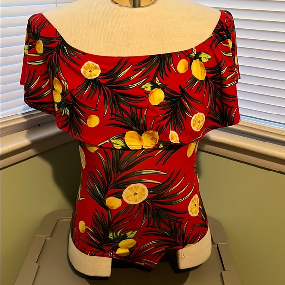 Charlotte Russe Red Off the Shoulder Bodysuit - Picture 5 of 7